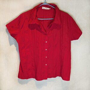 Essa Donna Red crinkle finish Size Large blouse